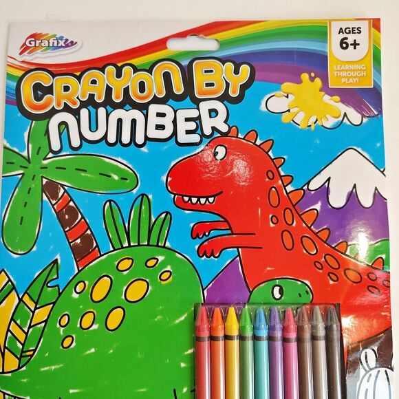 Grafix Crayon By Number 1 Printed Sheet 10 Crayons Learning Play Age 6+ Craft - Picture 8 of 11